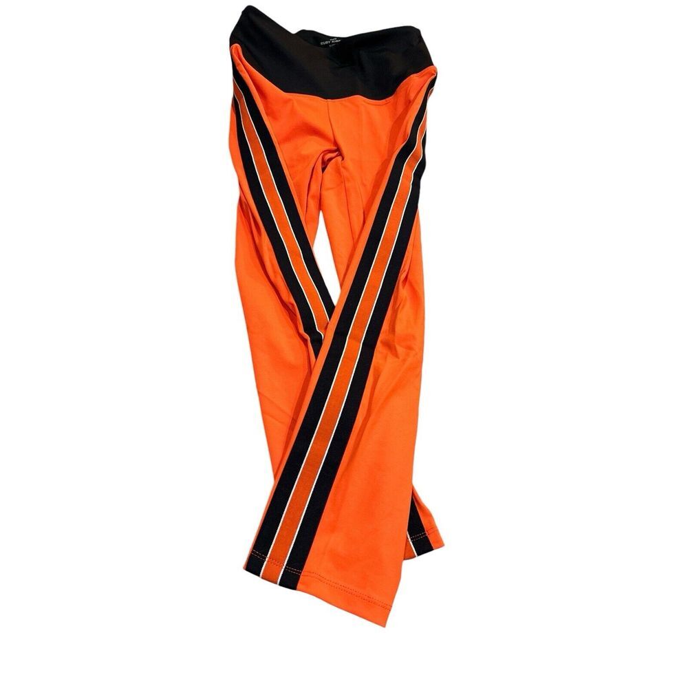 Ruby Ribbon Sport Crop Leggings Orange Black Stripe Size Small NWT - Picture 3 of 7